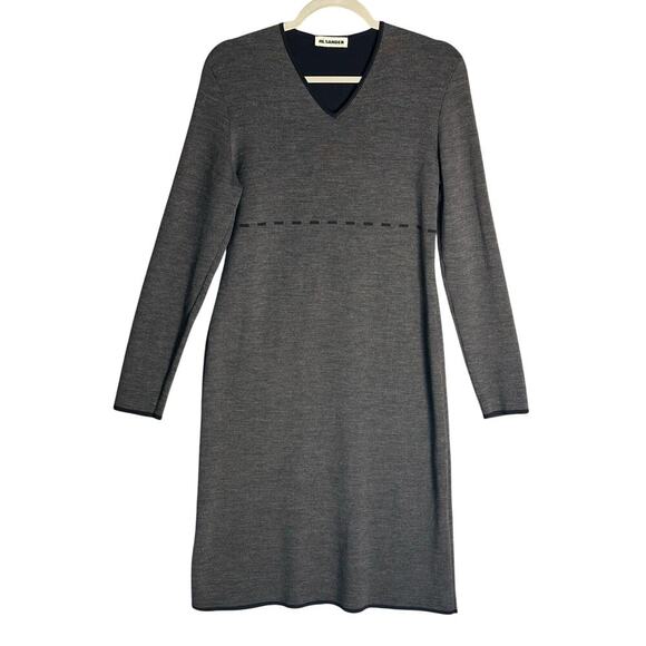 Jil Sander Sz M Vintage Wool Cashmere Blend Pull On Long Sleeve Dress Minimalist - Picture 1 of 11